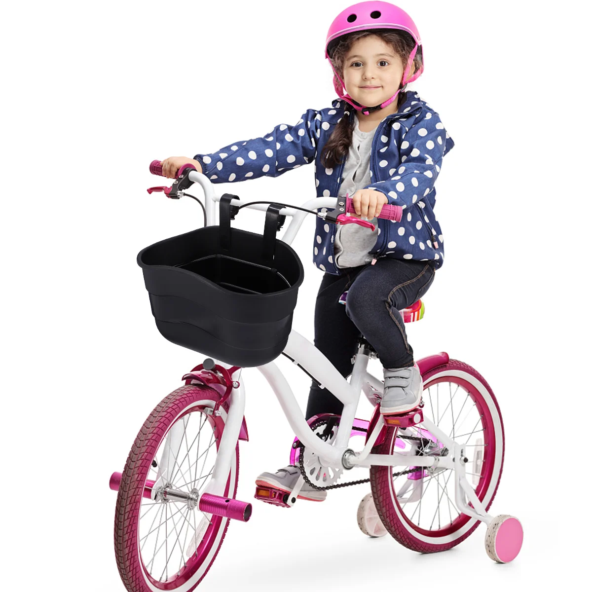 1 Pc Scooter Basket Children Bike Basket Plastic Hanging Handlebar Basket for Kids (Black) Plastic Basket