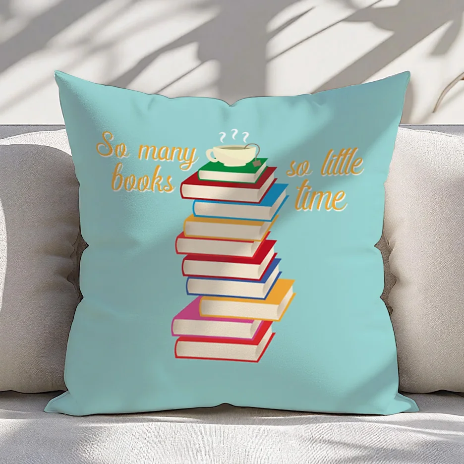 So Many Books So Little Time Book Lover Quote ThrowPillow cover Decorative Home Accent 45x45cm 40x40cm
