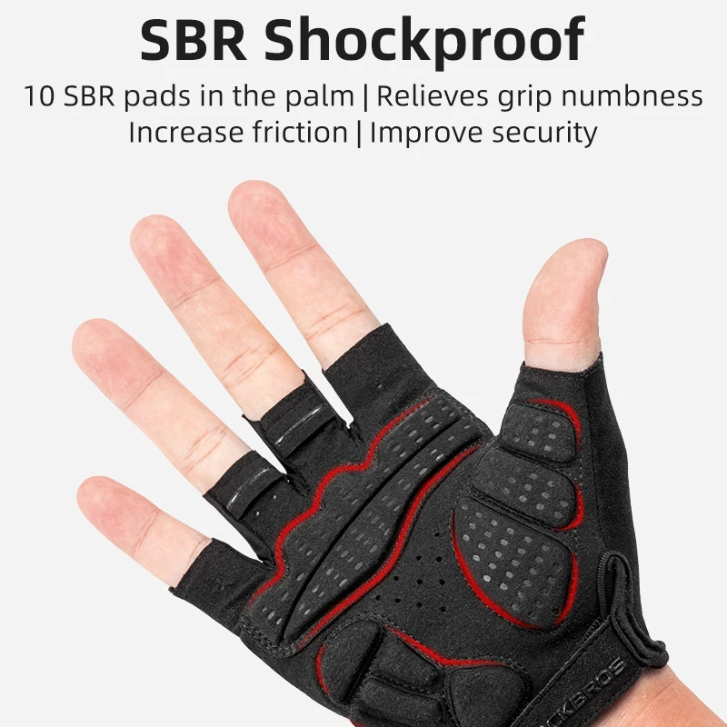 ROCKBROS Cycling Gloves Half Finger Breathable Shockproof MTB Road Bike Gloves For Men Women Sports Gym Fitness Running