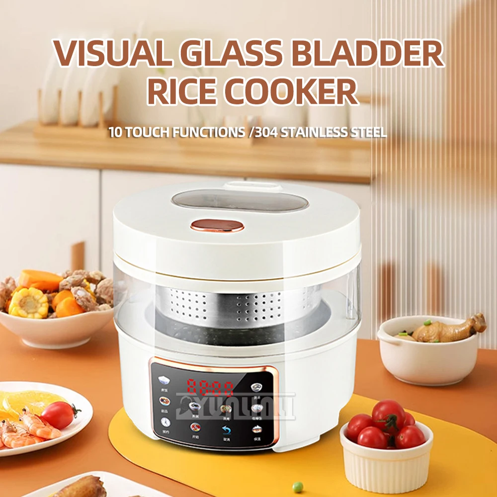 

Household Portable Rice Cooker 2L Visual Glass Inner Iiner Multifunctional Rice Cooker