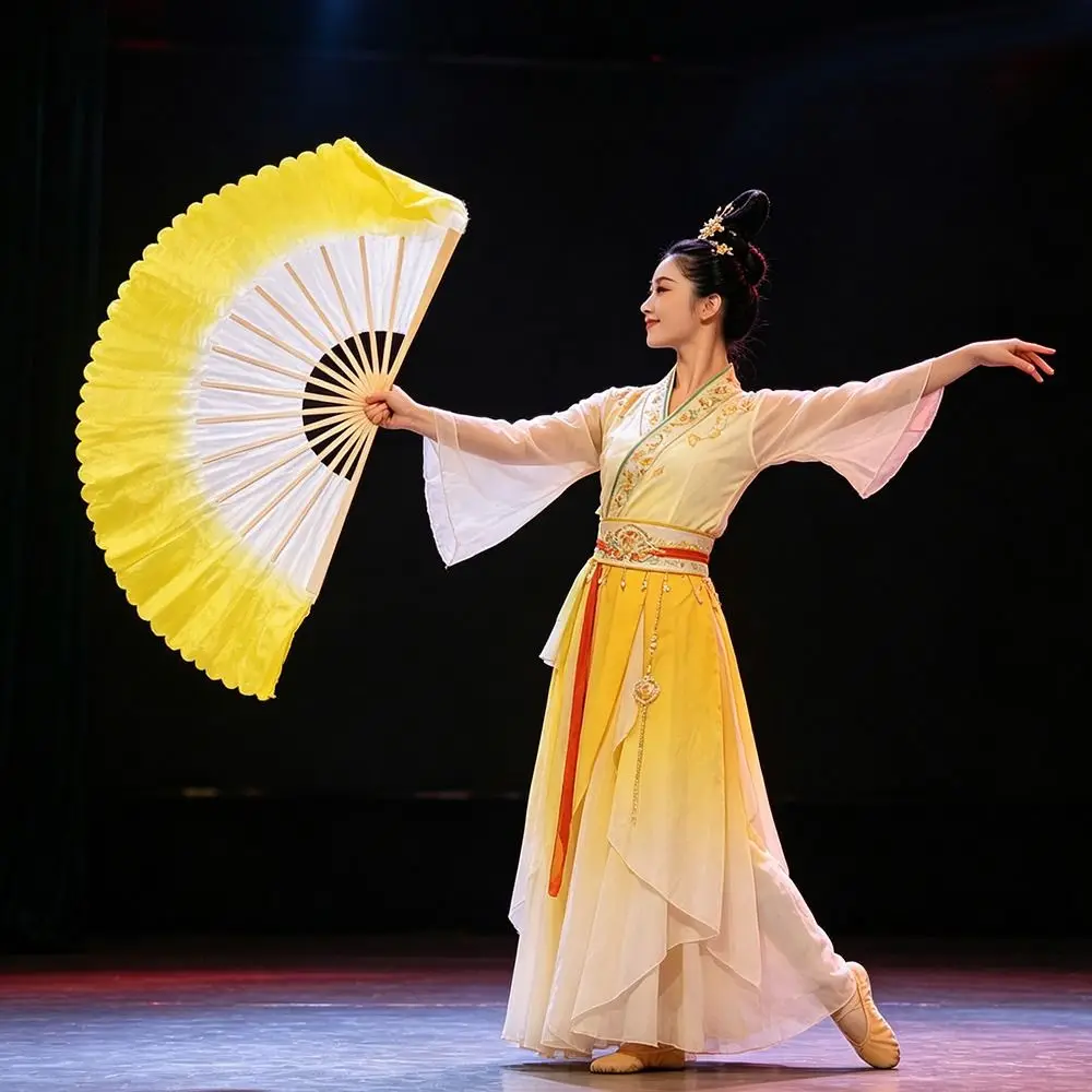 31cm Bamboo Chinese Short Bellydance Fan Colorful 10/20cm Half Circle Silk Children Bamboo Fans 10 Styles Hand Dye Adults Fan