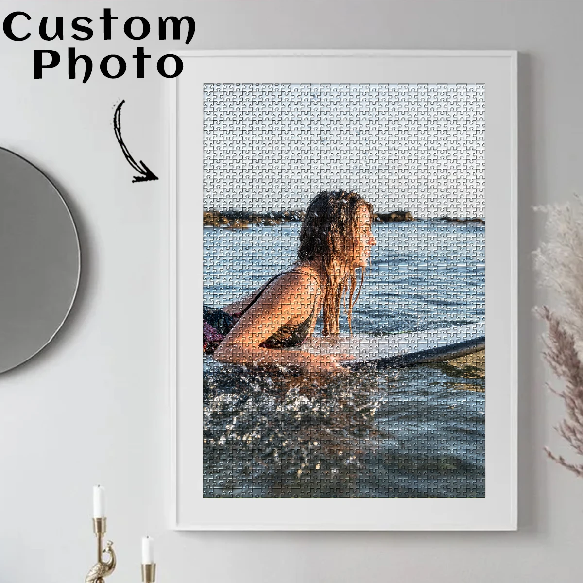 35/300/500pcs girl swim Customized Poster Mosaic Jigsaw puzzle Customizable Photo For Kids Toy Love Gift view 5
