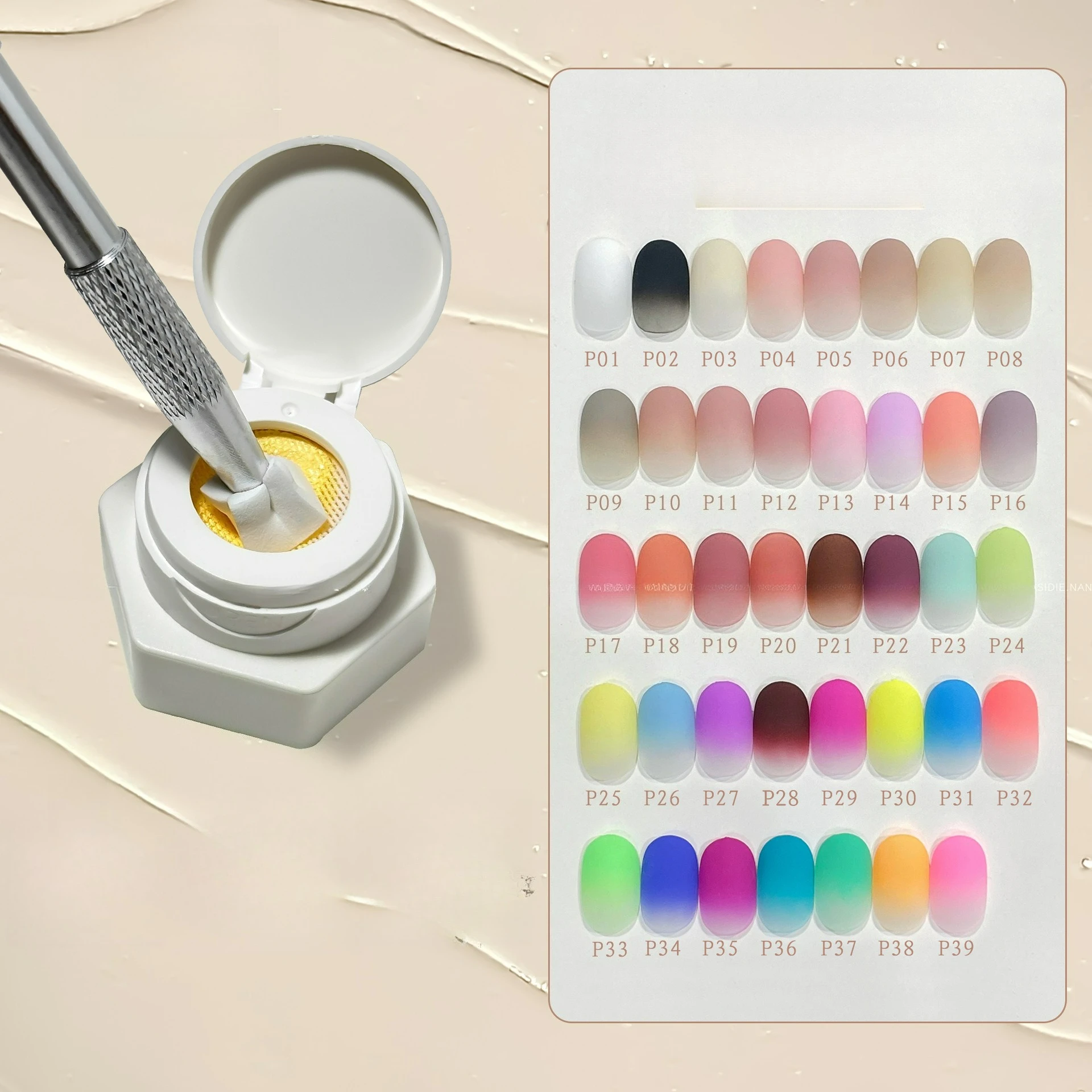 

39Colors Brushable Highly Saturated Semi-solid Air Cushion Patting Gel Nail Polish Semi Permanent Soak Off UV LED Nail Art