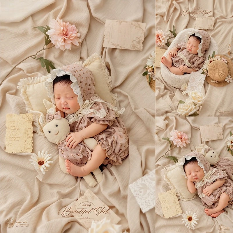 newborn-baby-girls-photography-props-nordic-style-theme-floral-outfit-with-cute-bunny-doll-pillow-backdrop-decors-for-photoshoot