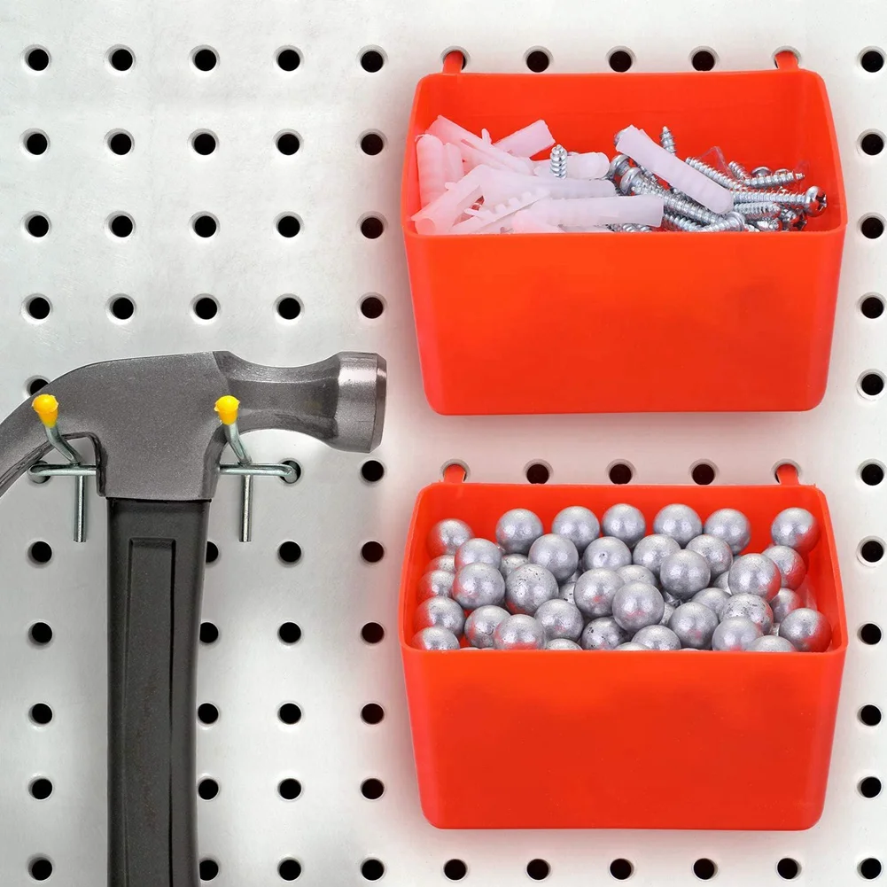 AB33-16 Pieces Pegboard Bins Kit Pegboard Parts Storage Pegboard Accessories Workbench Bins For Organizing Hardware(Red)