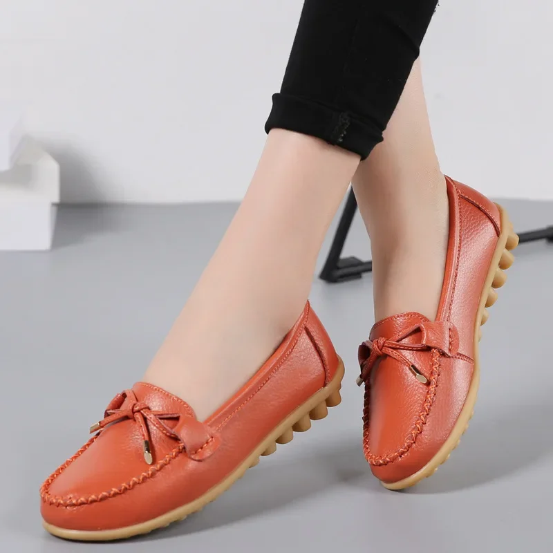 2024 Woman Flats Shoes Ballet Flat Sneakers Genuine Leather Spring  Soft Moccasins Ladies Boat Ballerina Espadrilles Creepers