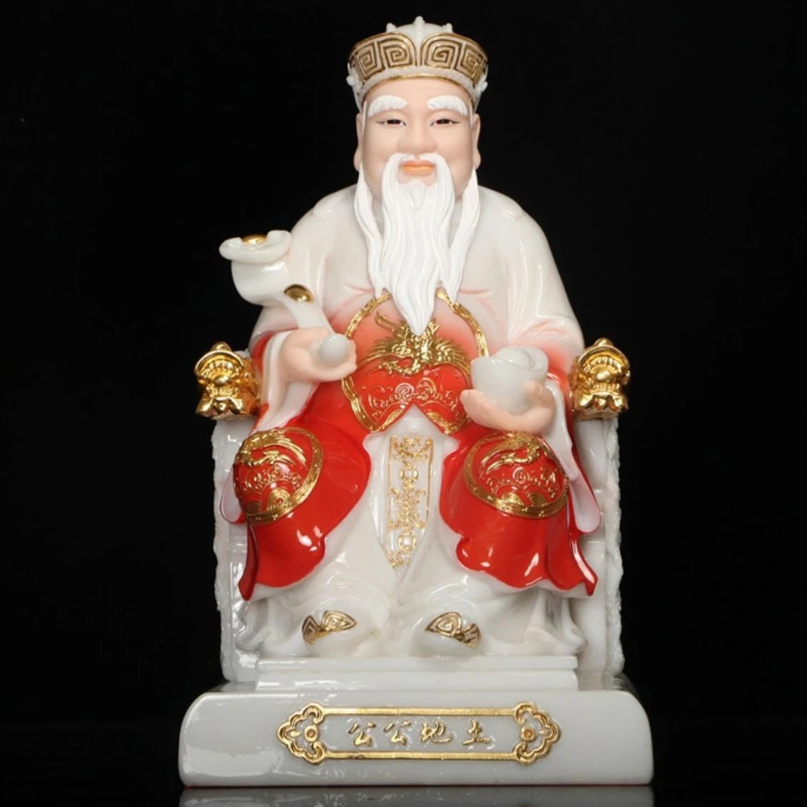 GOOD Asia HOME SHOP jade Buddha statue Bring luck money God of wealth Recruit TU DI GONG Mammon