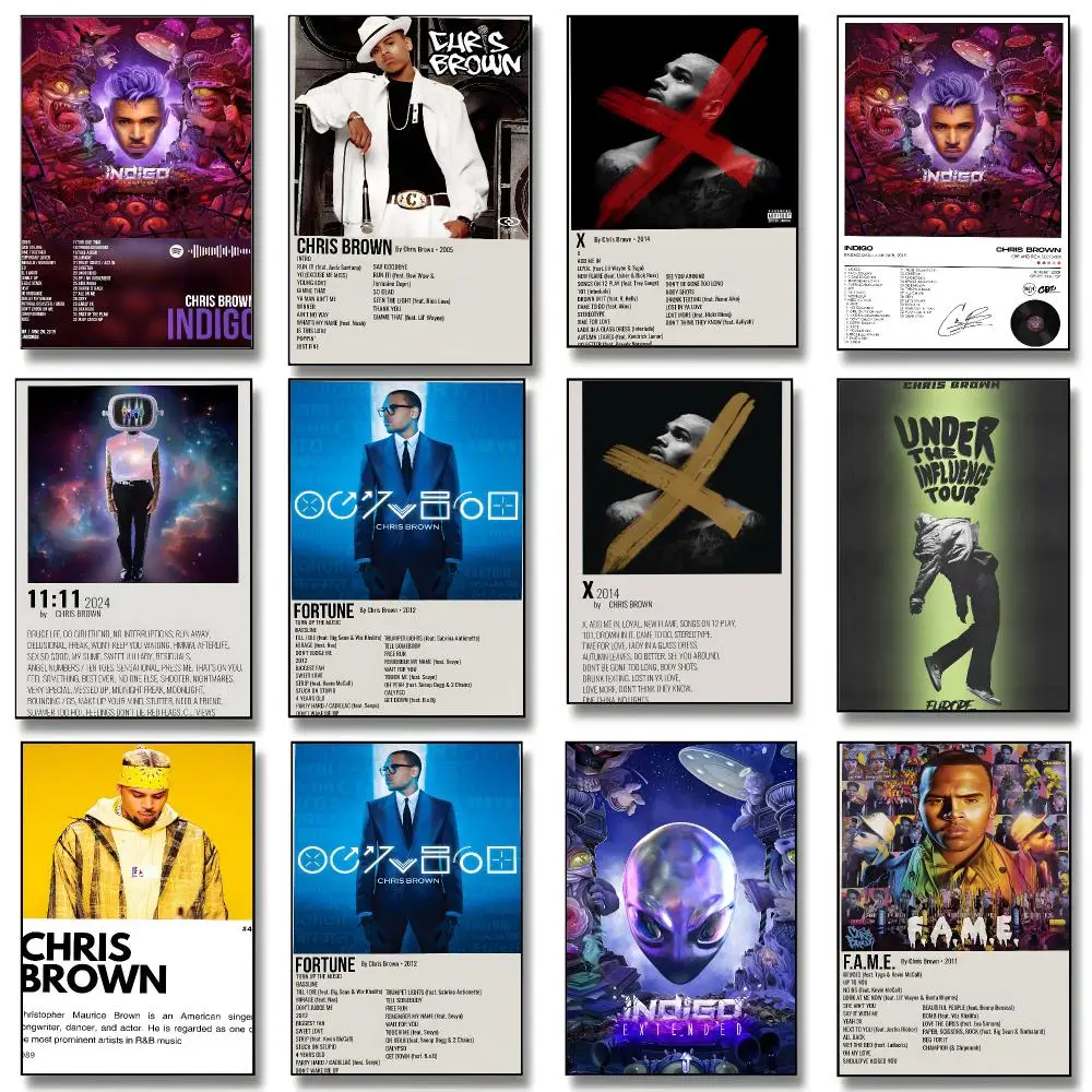 Merch Chris Brown Singer Poster Print Painting Home Decor for Bedroom Living Room Hallway