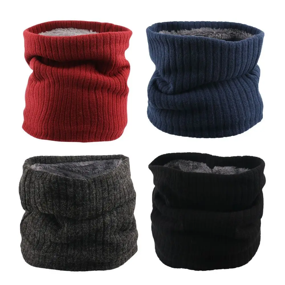 Soft Unisex Windproof Collar Scarf Thick Double-Layer Circle Loop Scarves Fleece Lined Scarf Winter Neck Gaiter Neck Warmer