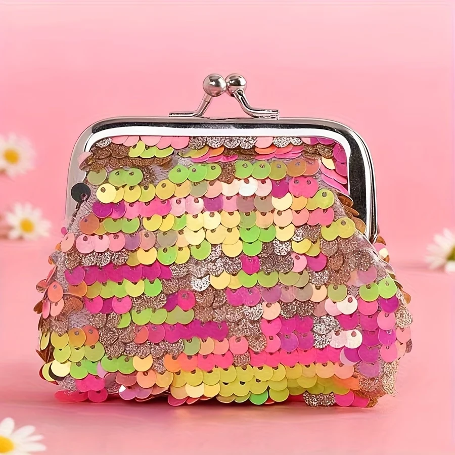 Double-Sided Colorful Shiny Coin Purse, Mini Coin Purse, Coin Purse with a Gold Wallet and Red Envelope, Perfect for Storing Cash, Keys, and Small Items, the Perfect Christmas Gift