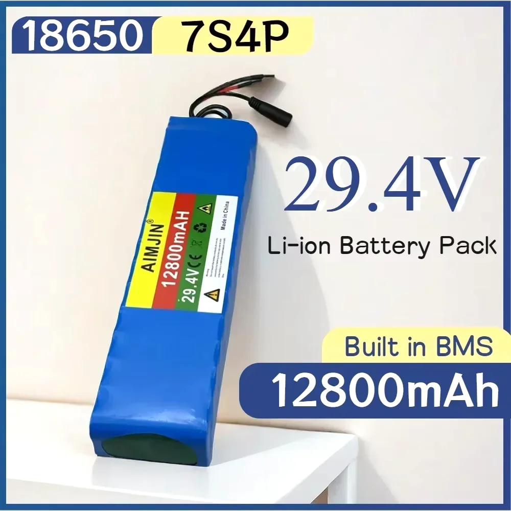 

18650 Lithium Ion Battery Pack 7S4P 29.4V 12800mAh,suitable for children's motorcycles,DIY electronic tools,electric wheelchairs