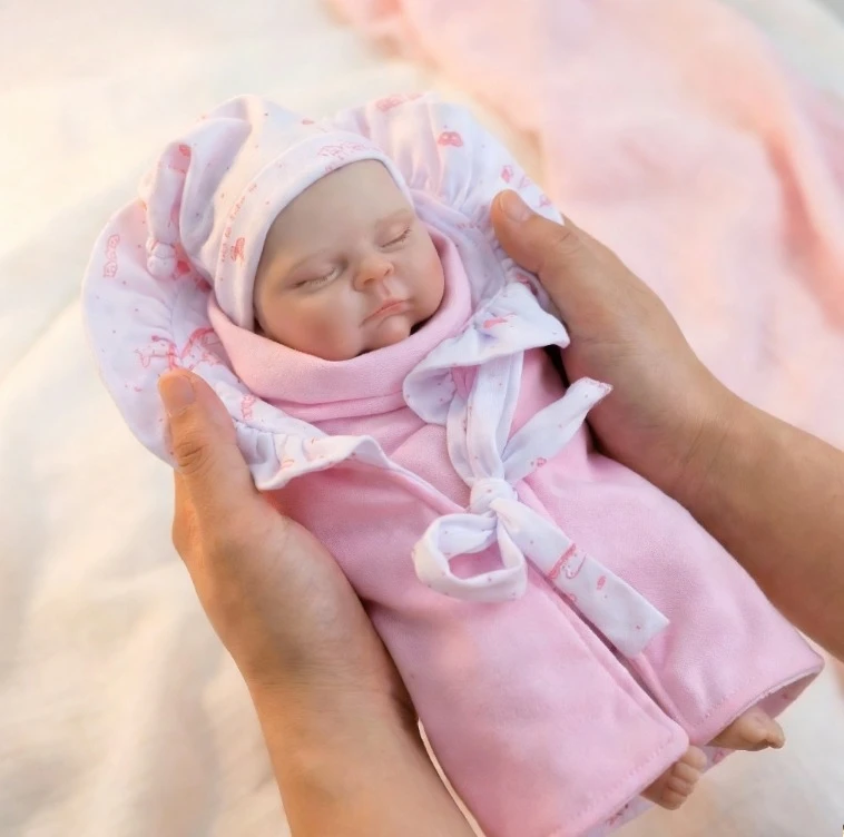 NPK 30 cm Wysokiej Jakości Solidna Super Miękka Elastyczna Silikonowa Lalka Reborn Bebe Brzoskwinia z Dziewczęcym Ciałem Bardzo Realistyczna Kolekcjonerska Lalka Artystyczna