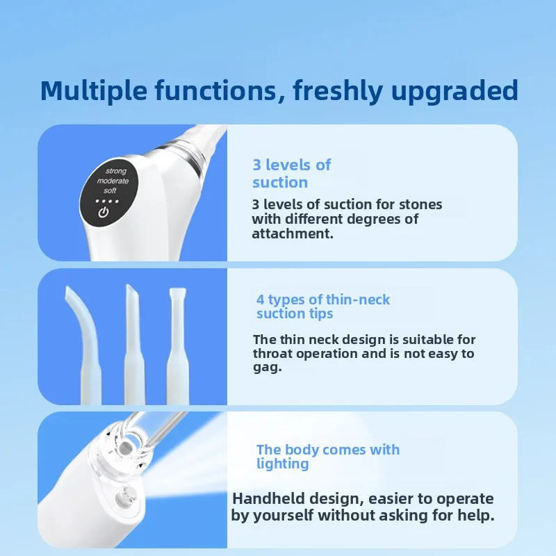 Tonsil Stone Removal with Crypt Artifact Throat Visual Washer Oral Remover Electric Suction Device