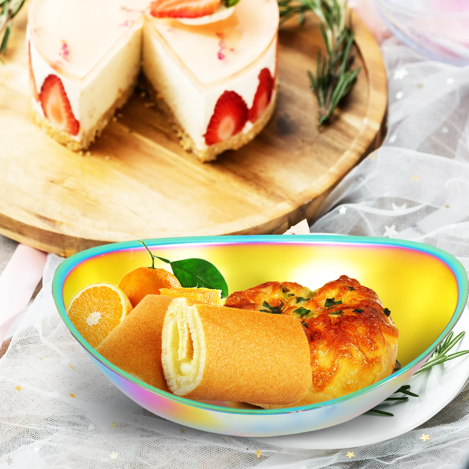 

Colorful Ingot Bowl Stainless Steel Anti-Slip Base Big Opening Design For Salad Fruit Dessert Soup Noodles Kitchen
