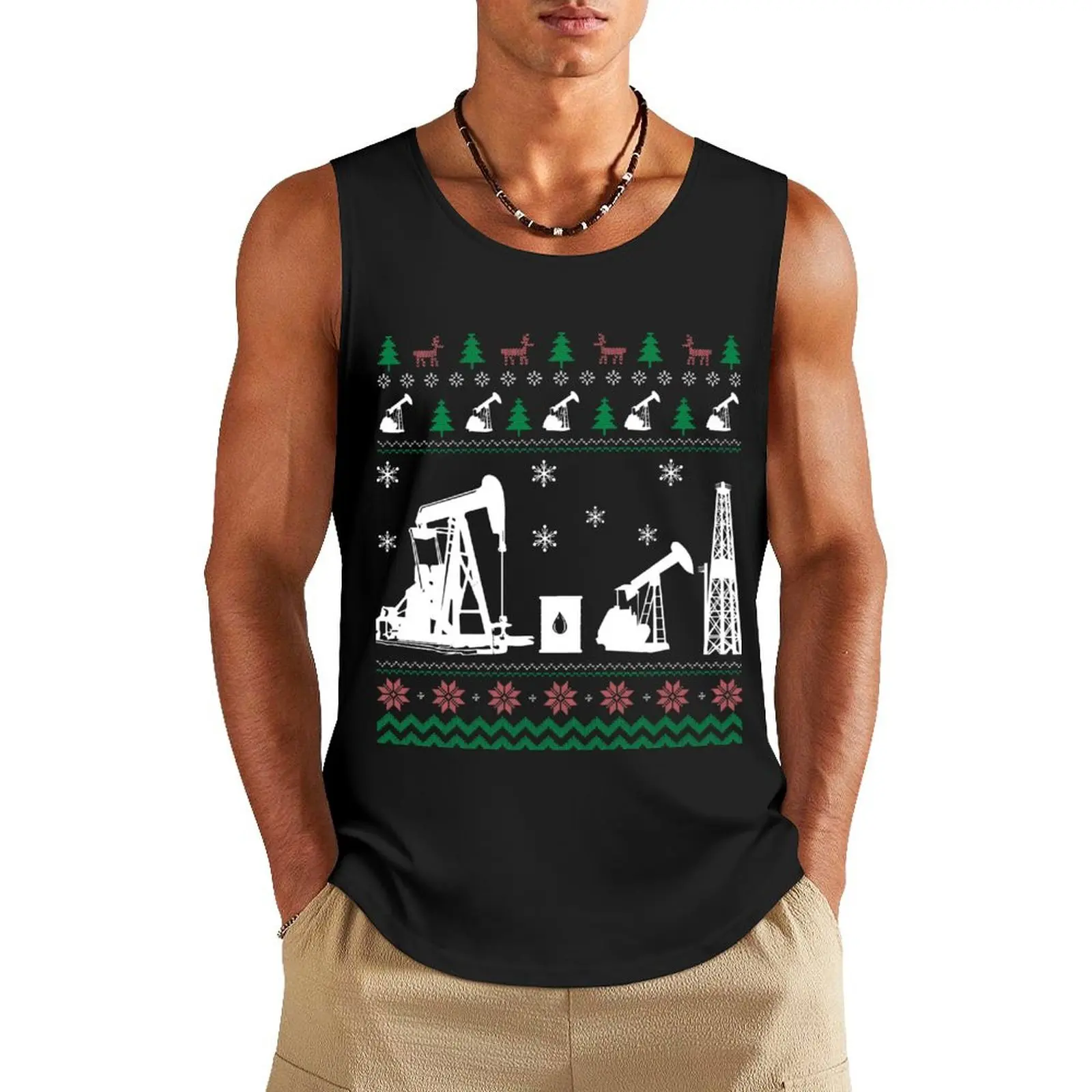 

Christmas Gifts - Oil Field Worker Funny Christmas Sweatshirt, Ugly Christmas Sweater For Men, Women Tank Top