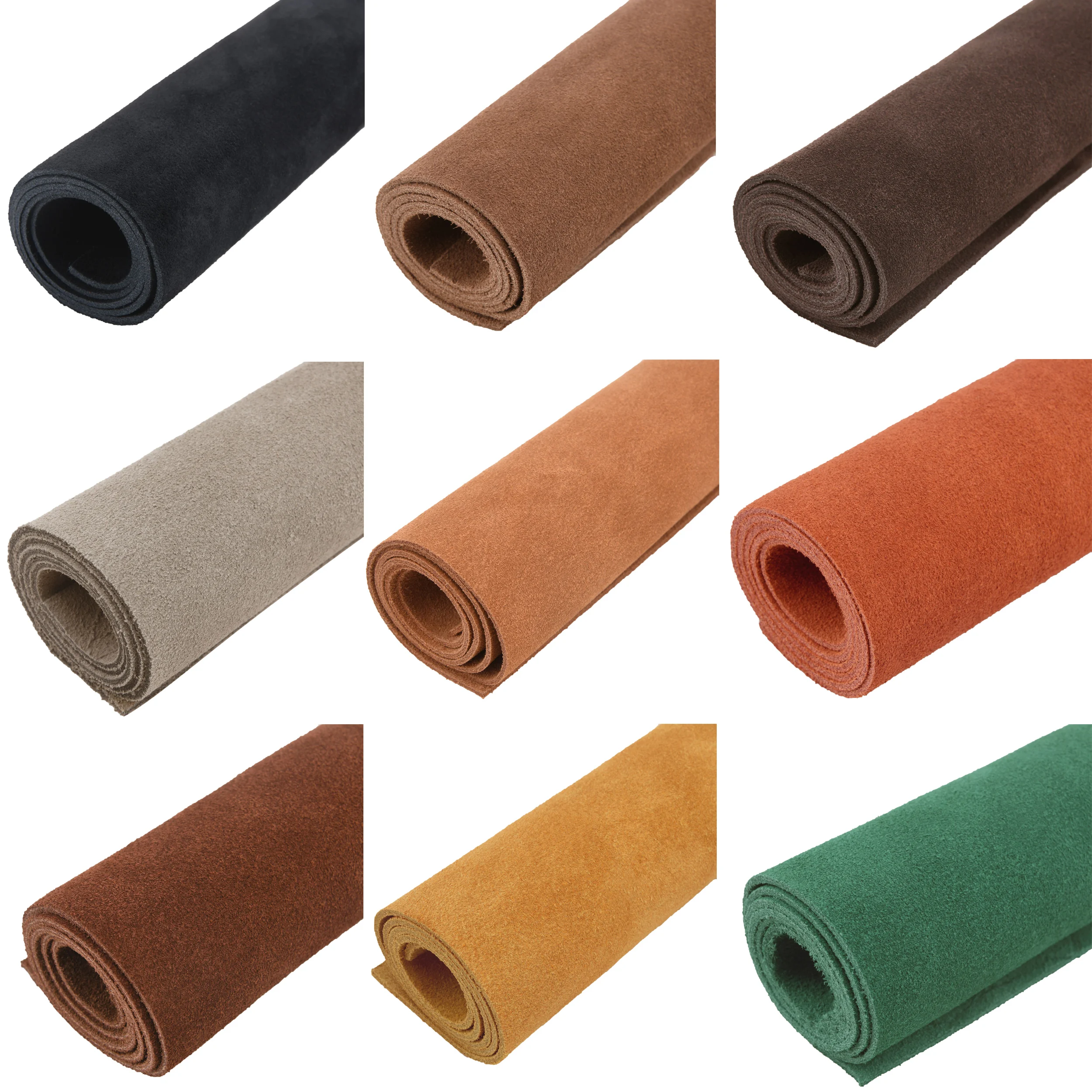

5/6oz Genuine Suede Cowhide Leather Pieces Tooling Leather for Sewing ,Craft Projects 1.5-1.8mm Thickness Multicolored