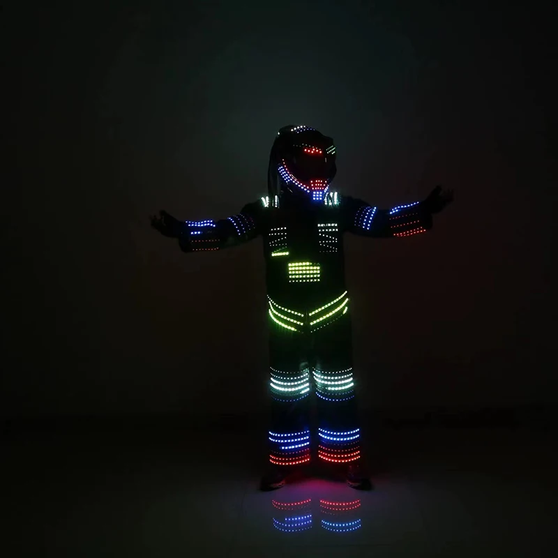 Creative bar and nightclub performing luminous helmet laser dance led robot costume