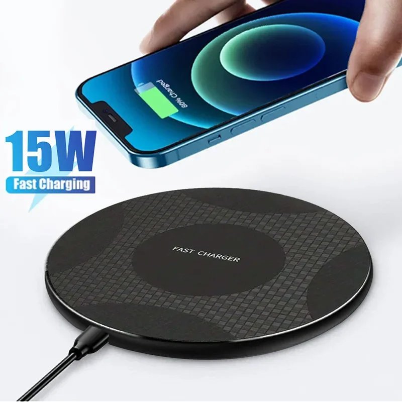 Wireless Charger Pad Stand Desktop Ultra-thin Mobile Phone Fast Charging Dock Station For iPhone 15 14 13 12 11 iWatch New