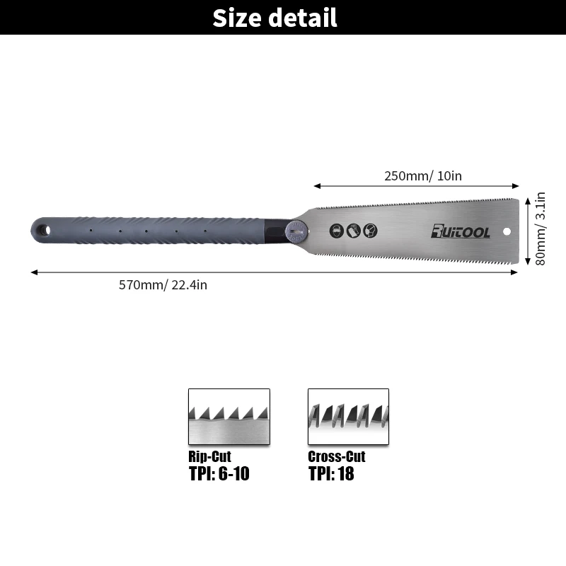 Japanese Hand Saw 10 Inch Double Edge Sided Pull Saw SK5 Flexible Blade 6-10&18 TPI Flush Cut Saw Non-slip Handle Wood Saw