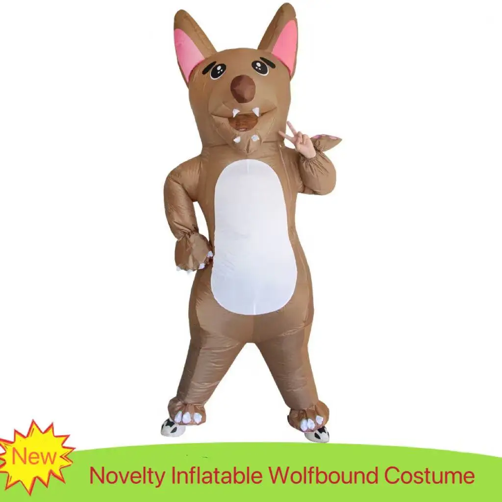 Novelty Inflatable Wolfhound Costume Funny Christmas Party New Year Carnival Performance Props Cute Wolf Dog Cosplay Clothing