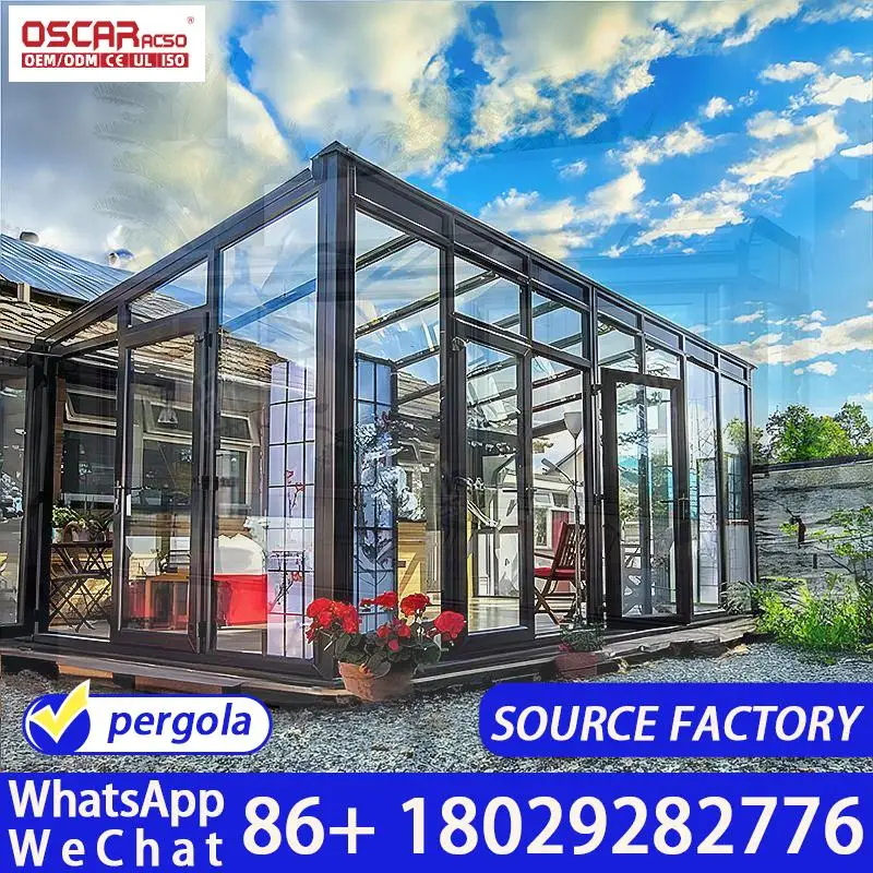 Durable Aluminum Sunroom Kits Free Standing Conservatory Retractable Enclosure Patio Villa Backyard Four Season Garden Leisure S