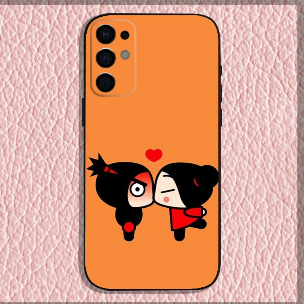 Cartoon P-Pucca-Garu Phone Case For Samsung S24,S21,S22,S23,S30,Ultra,S20,Plus,Fe,Lite,Note,10,9,5G Black Soft Shell