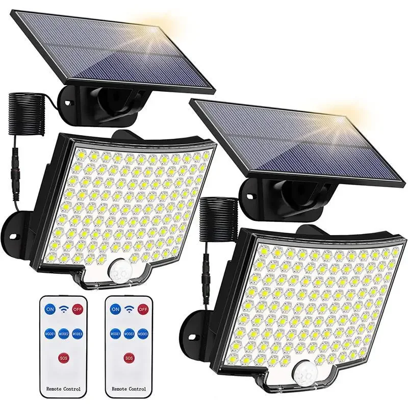 

Solar Motion Lights 106led Outdoor Separate Panel Solar Powered Flood Security Lights with Remote IP65 Waterproof Wall Lights