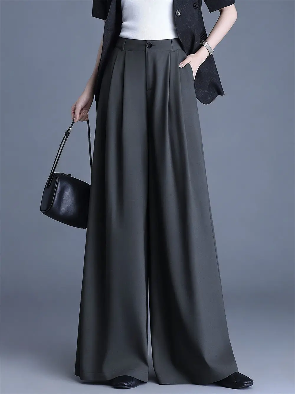 Premium drape wide-leg pants look thin and versatile 2026 spring and summer new high-waisted loose casual suit pants big pants