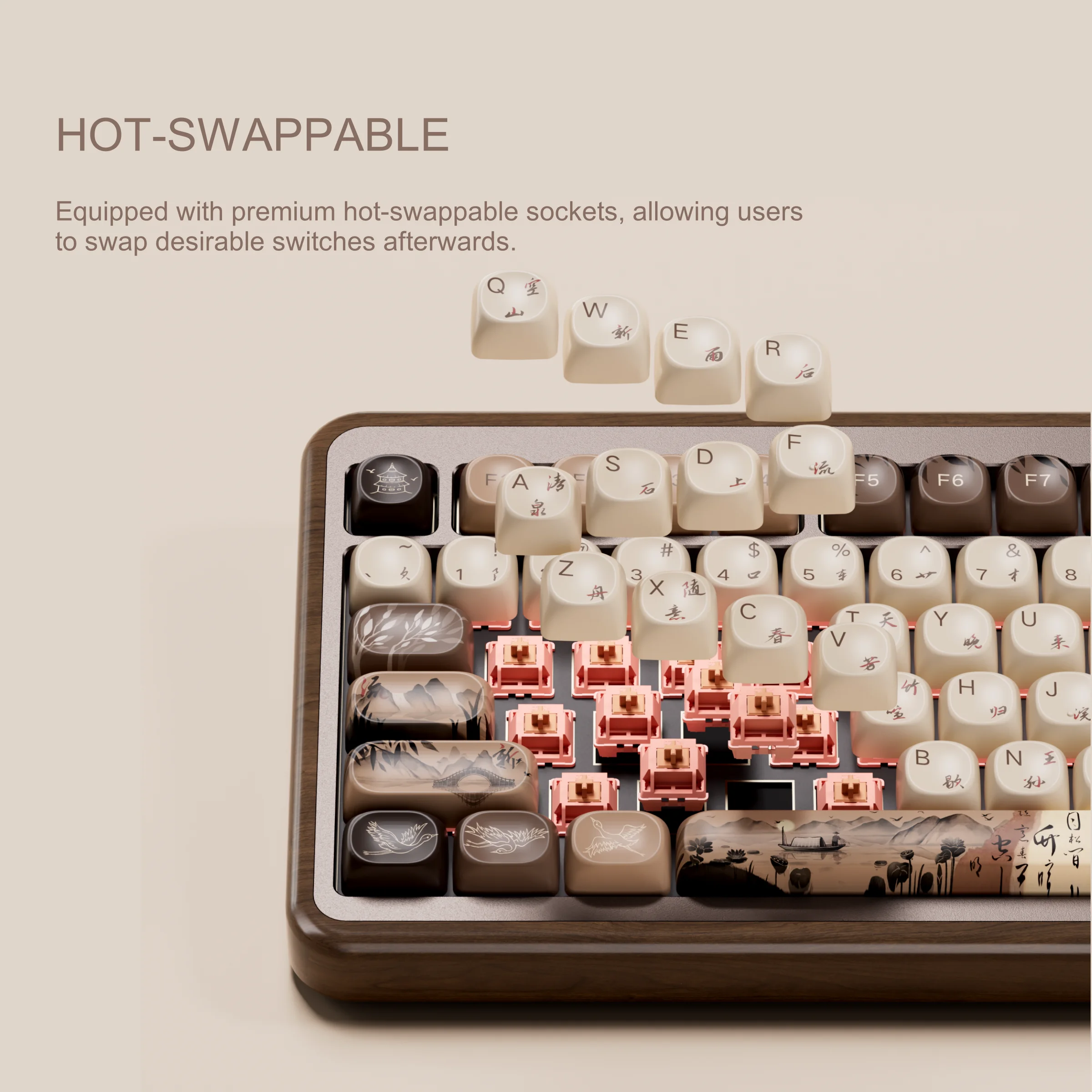 Akko MU02 75 % Mountain Seclusion mechanische Gaming-Tastatur aus Holz VIA ISO DE/UK RGB Hot Swap BT5.0/2.4G Wireless &Typ-C verkabelt