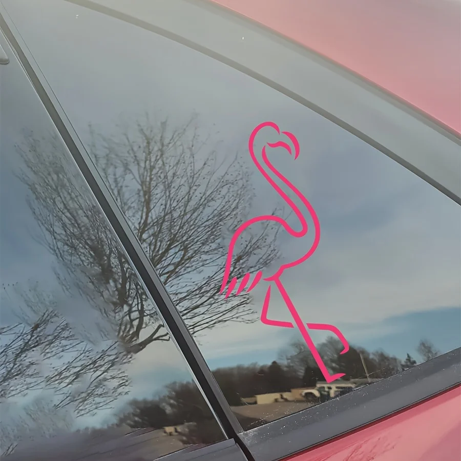 Pegatina minimalista de vinilo con contorno de flamenco rosa para coche, calcomanía romántica de amor para ventana trasera de camión, decoración de boda