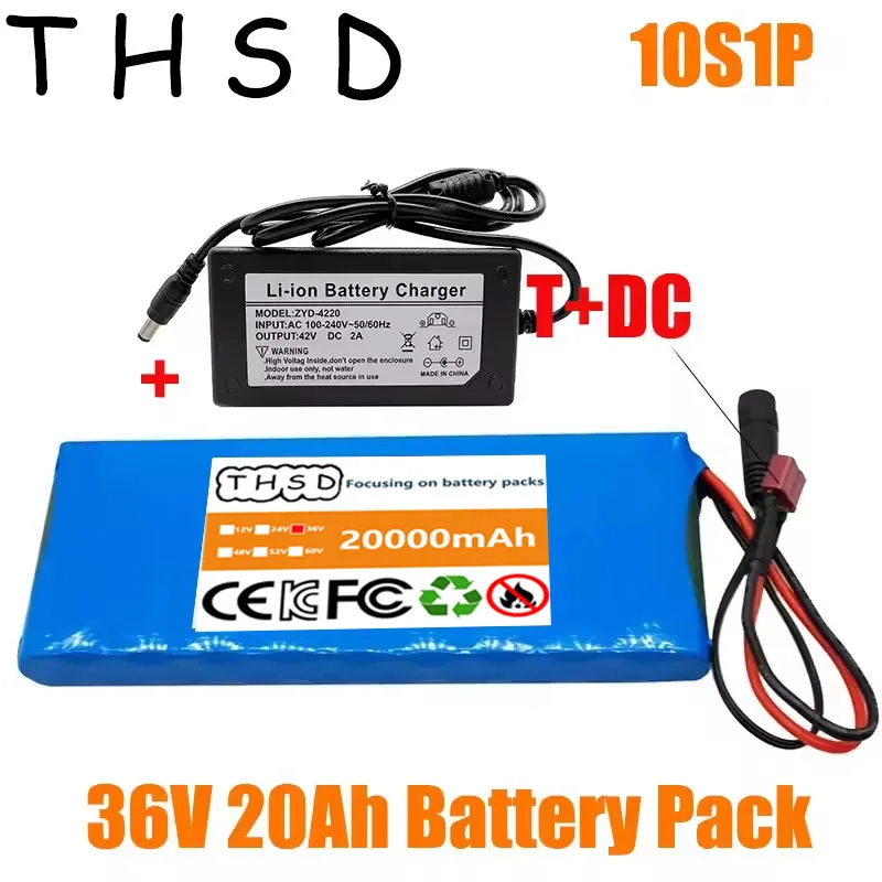 36V Nouveau 10S1P Batterie 20Ah 18650 Lithium Li-ion Batteries Rechargeables Voiture Électrique Vélo Scooter BMS 500W
