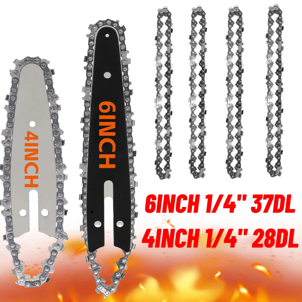 4Inch 6Inch for Wood Cutting Wireless Mini Saw Chain Guid Portable Electric Saw Mini Chainsaws Logging Saw Chain Accessories