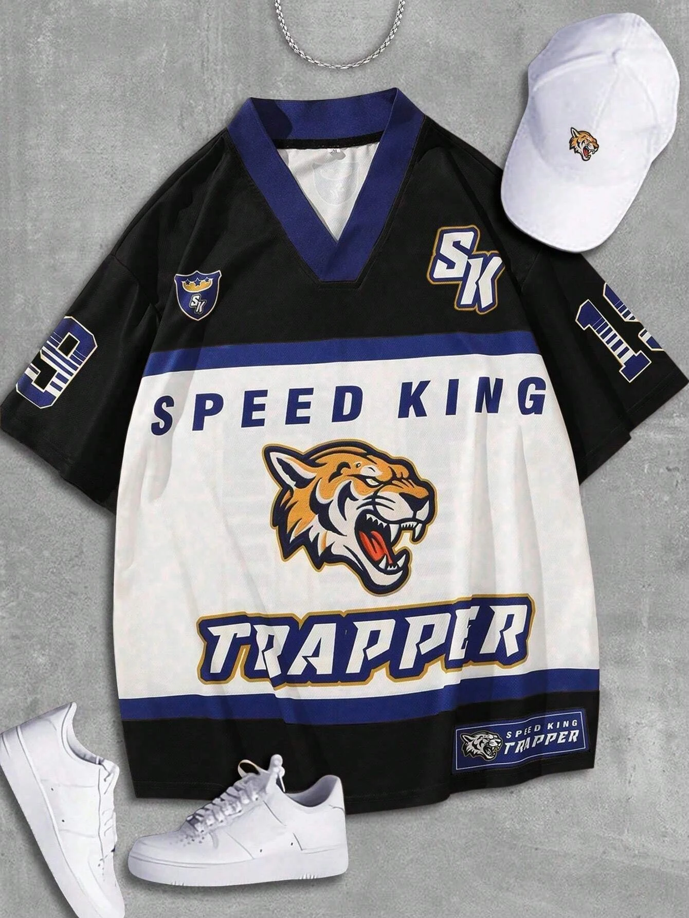 

Мужские быстросохнущие уличные повседневные футболки Speed King Trapper No 19 с графическим принтом, удобный стильный трикотаж больших размеров с v-образным вырезом