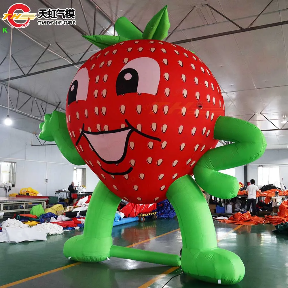 3m/4m/6m 높은 풍선 딸기 복제 빨간 딸기 풍선 마스코트 의상 광고용 공기 풍선