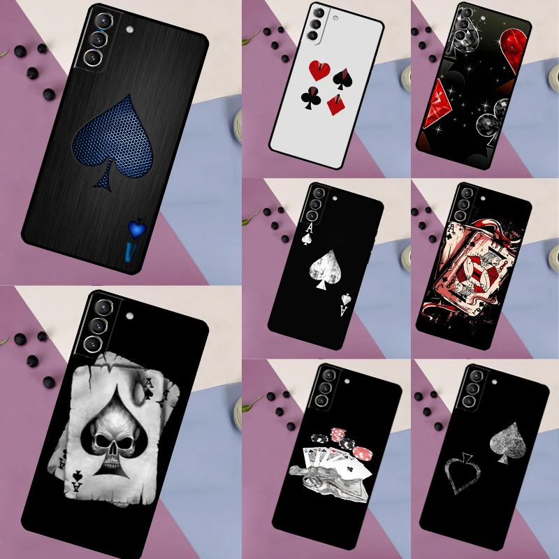 Ace of Spades Poker Case For Samsung Galaxy S22 S23 S24 Ultra S9 S10 Plus Note 10 20 Ultra S20 S21 FE Cover