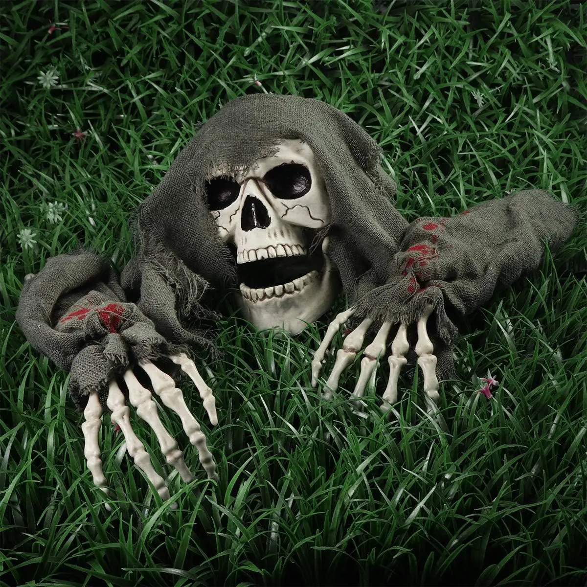 Lot de 3 décorations squelette d'Halloween pour extérieur, piquets de jardin, décorations de crânes pour pelouse, cimetière, jardin et fête