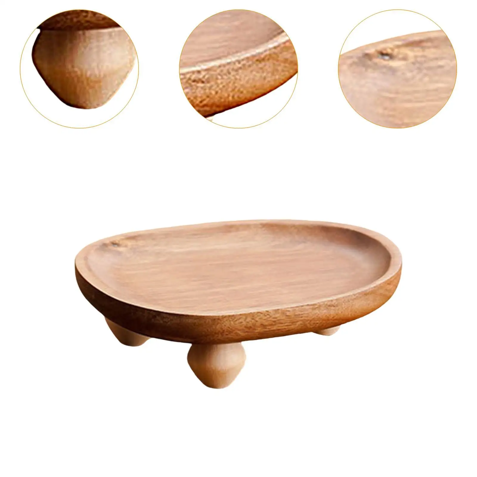 Wooden Serving Tray Wood Pedestal Stand Tableware Decorative Riser, Snack Platter, for Candy Dried Veggies Fruit Coffee