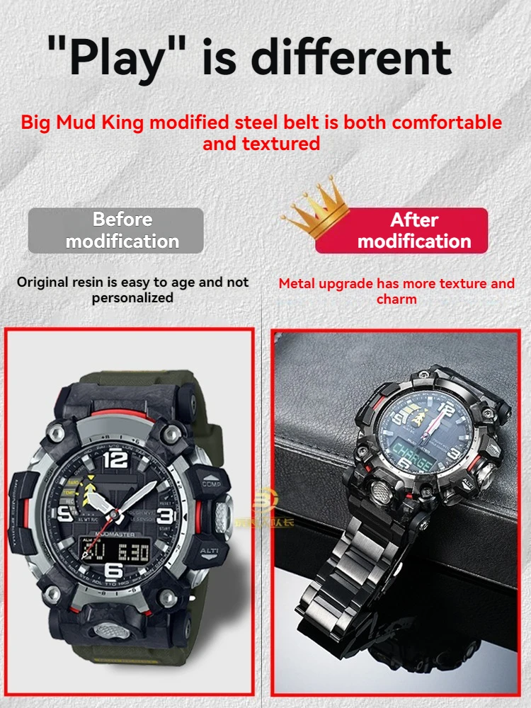 سوار بديل من الفولاذ المقاوم للصدأ لـ Casio G-SHOCK Mudmaster GWG-2000 GWG-2040 |   حزام ساعة معدني شديد التحمل |   الرجال