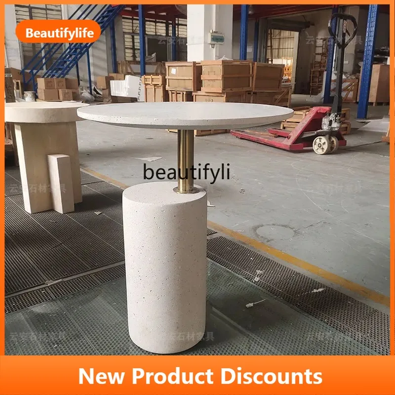 B73 Nordic Creative Art Terrazzo Side Table, Milk Tea Shop Heytea Same Style Round Mini Coffee Table