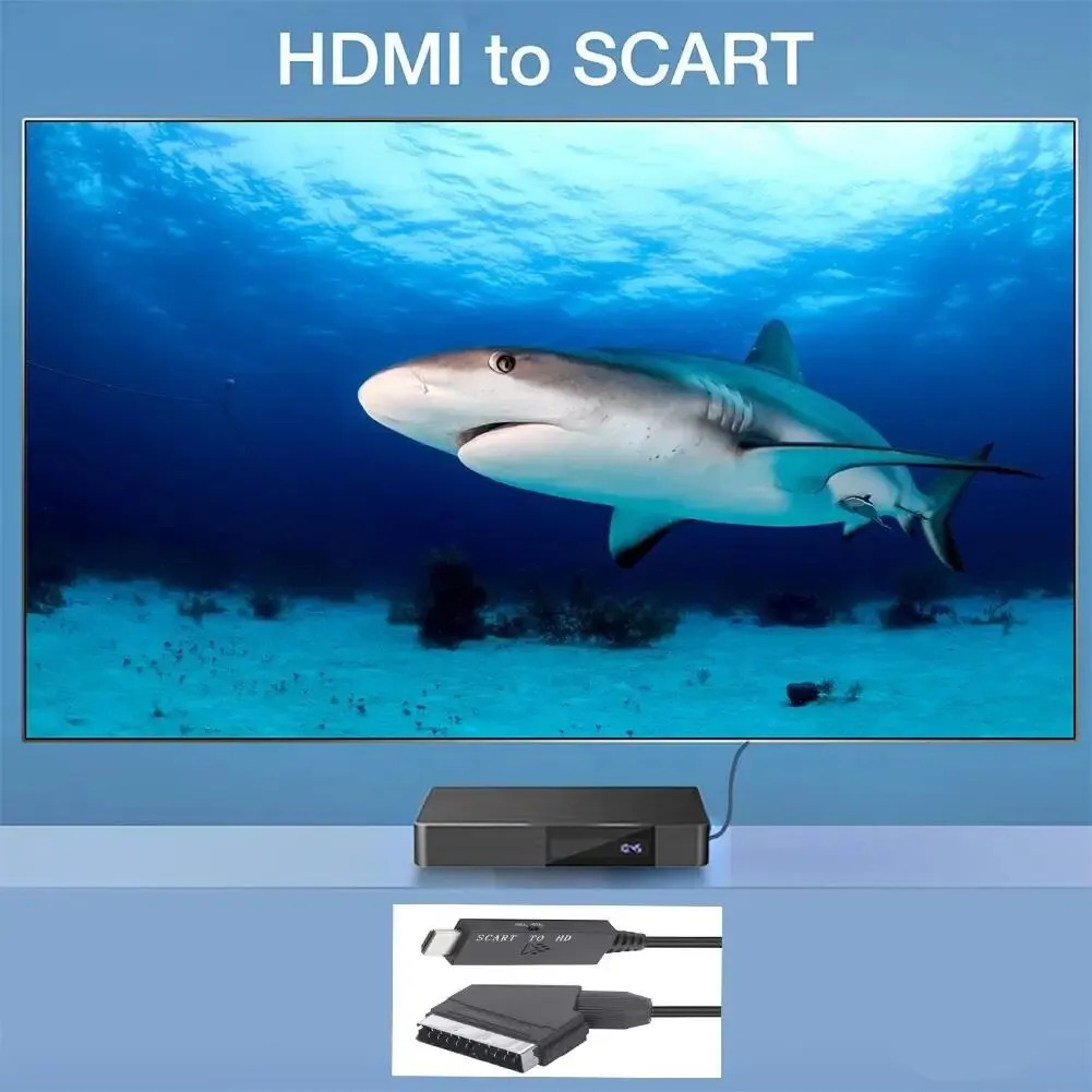 Scart To Hdmi-compatible Converter Cable Audio Video Adapter Conversion Cable 1m For Hdtv Stb Vhs Dvd