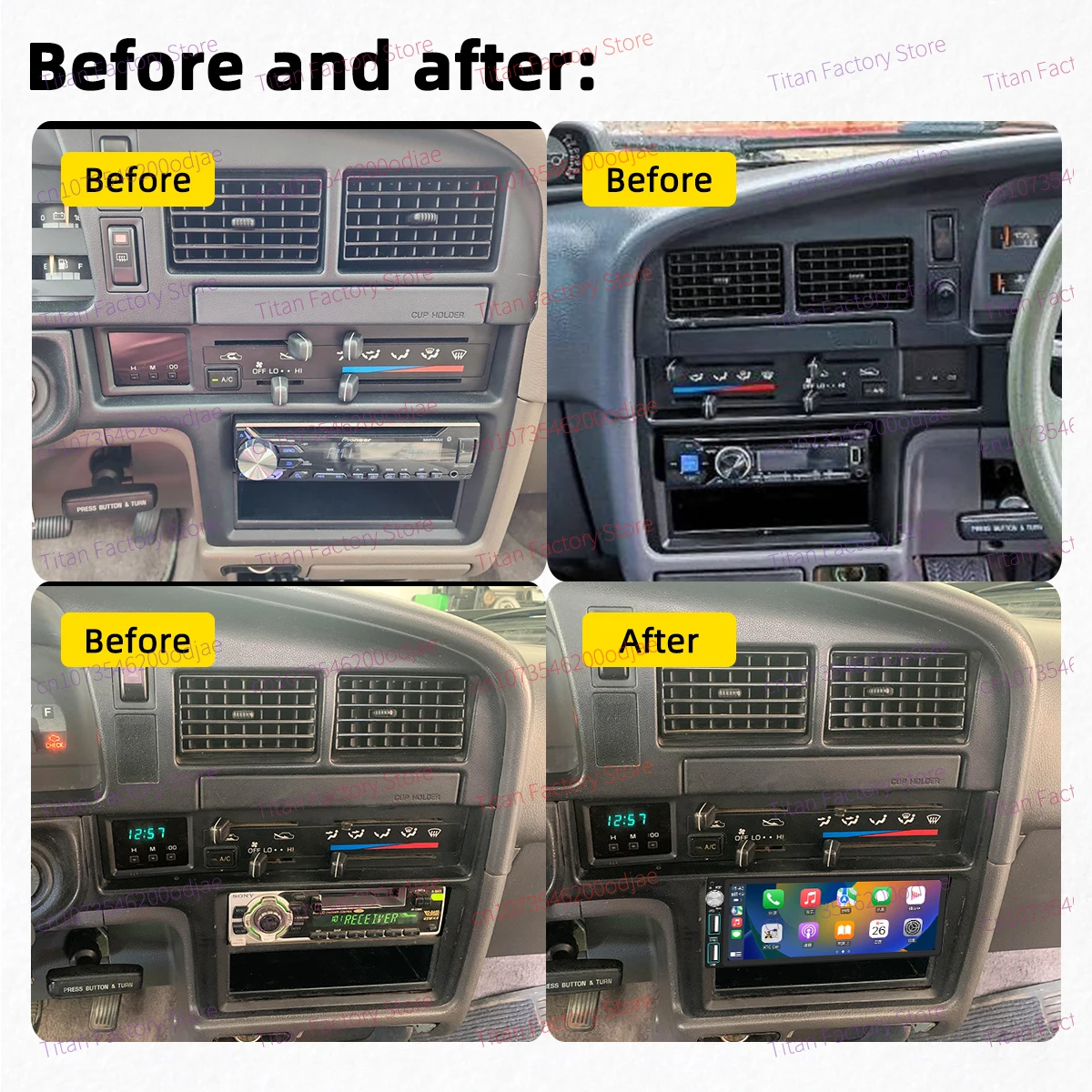 شاشة 6.86 بوصة وسائط متعددة للسيارة تعمل بنظام أندرويد لسيارة Toyota 4Runner Pickup 1989-1995 1 Din وحدة رأس ستيريو راديو Carplay GPS Autoradio Auto