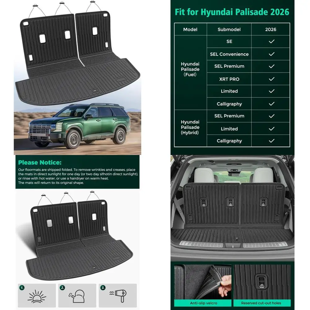 

® Cargo Mat for Hyundai Palisade 2026 (Fit 7/8 Seats), All Weather TPE Car Accessories Interior for Palisade 2026 Trunk Liner wi