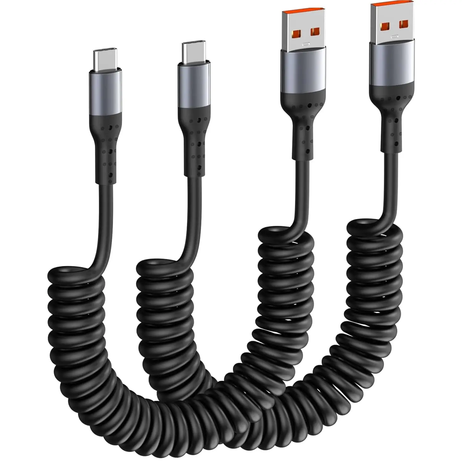

2 Pack Spiral CarPlay cable for iPhone 16/16 Plus/16 Pro/16 Pro USB to USB-C spiral cable for CarPlay in car