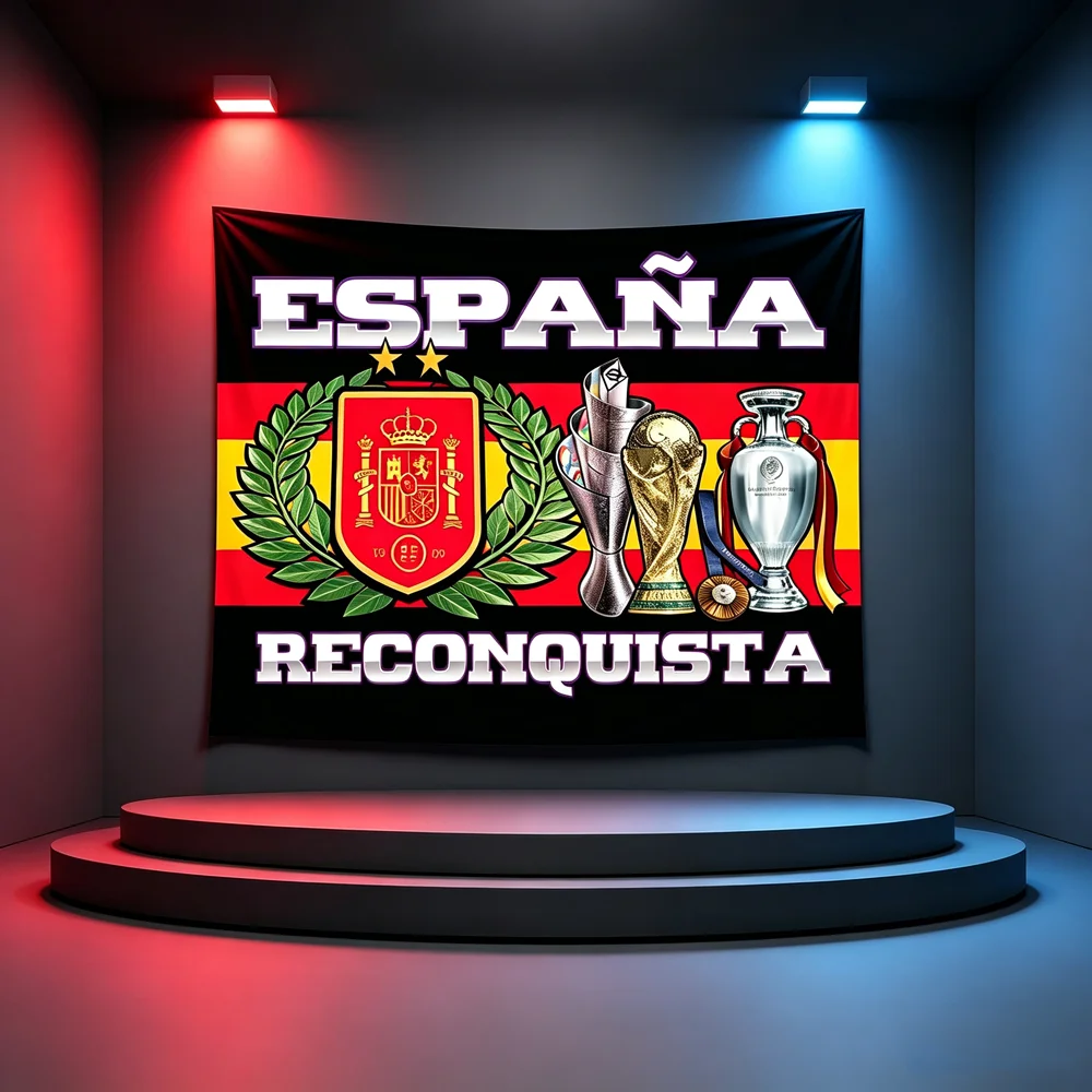 Spain National Soccer Team Banner Spanish Football Champions Wall Flag Fabric Wall Tapestry Fan Decor for