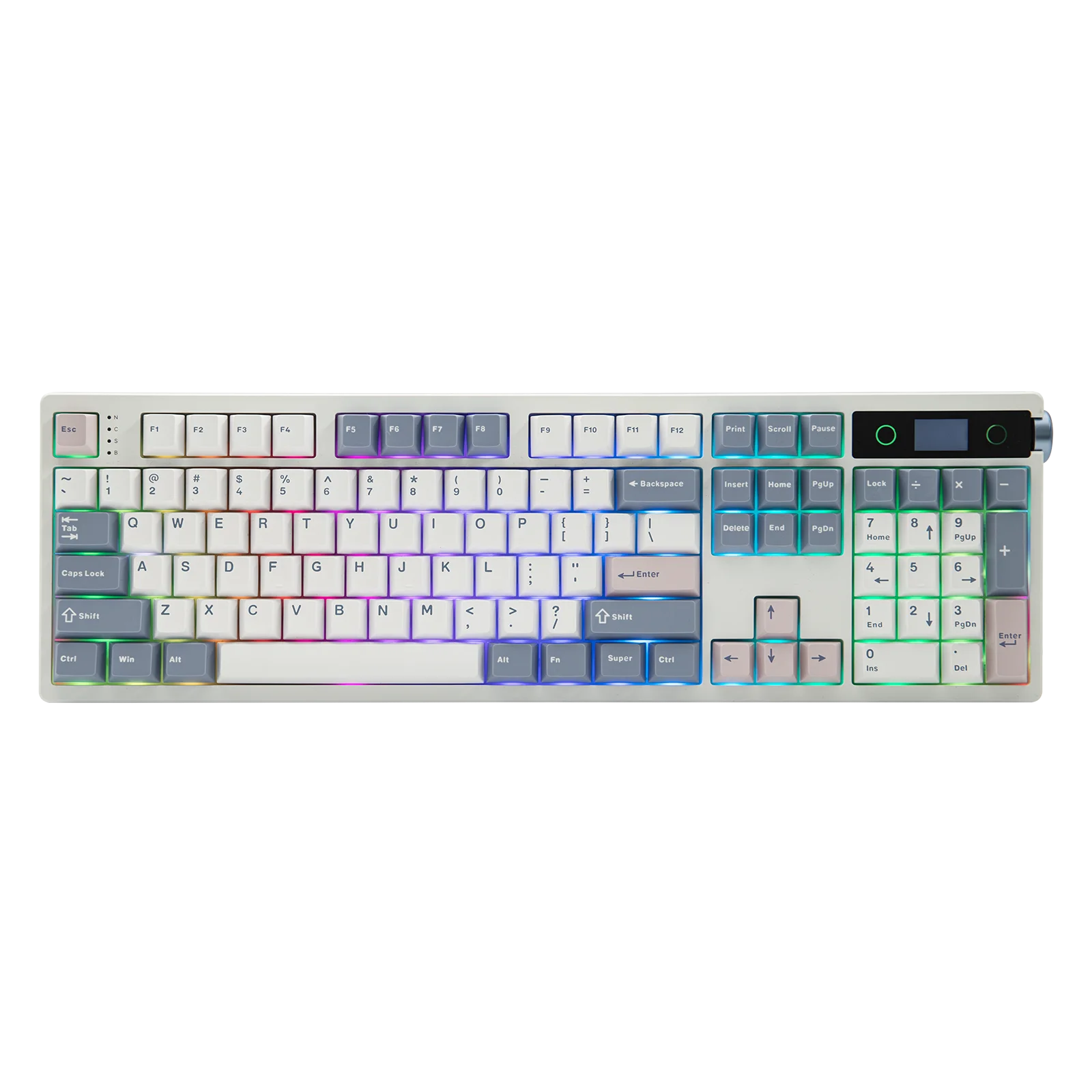 

EPOMAKER TH108 PRO 100% Full-Sized Gasket-Mounted Wired/BT/2.4Ghz Wireless Mechanical Keyboard with Screen & Knob RGB Backlight