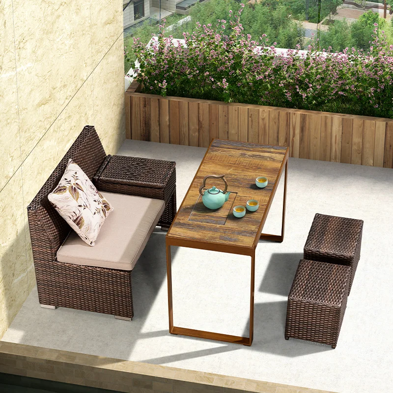 

Balcony tea table and chair combination creative multi-functional tea drinking coffee table
