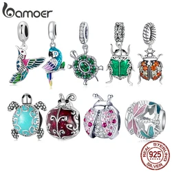 Bamoer 925 Sterling Silver Ladybug Charm fit DIY Bracelet & Bangle Turtle Pendant Jewelry Birds Pendant Animal Charms Collection