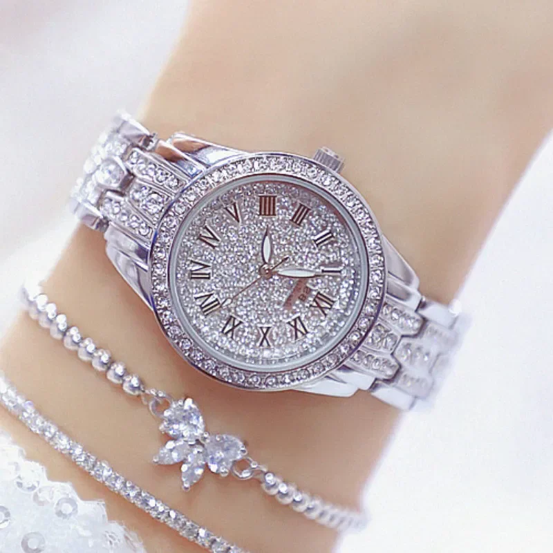 Diamond Women Watch Rhinestone Ladies Silver Bracelet Watches Clock Wristwatch Stainless Steel relogio feminino luxury jewelry