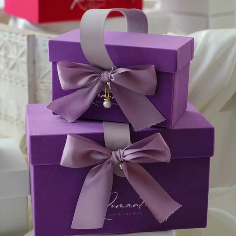 Birthday Anniversary Handheld Gifts Box Party Wedding Candy Packaging Boxs Bow Valentine's Day Mother's Day Gift Decoration Box view 5