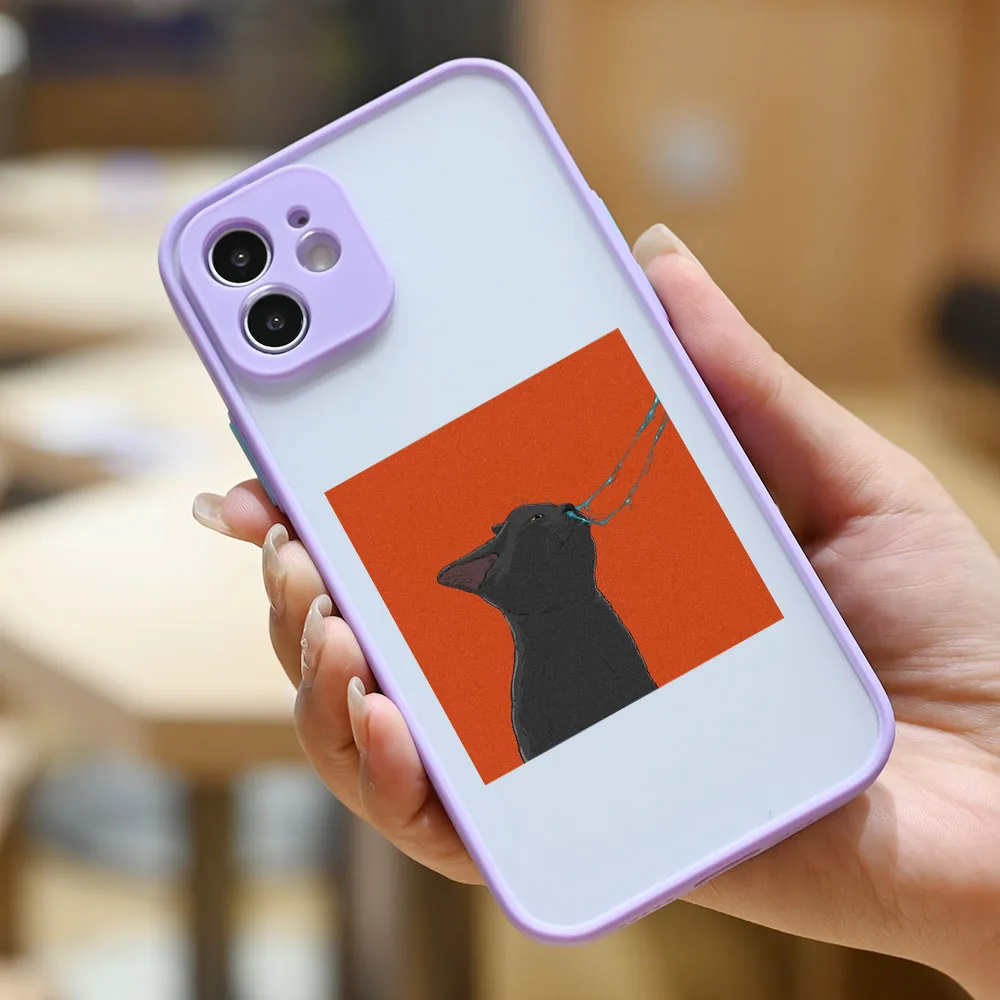 Couple Cartoon Funny Pet Cat Pattern Phone Case for iPhone11 12 13 Pro Max X XS Max SE2022 8 7 Plus Hard Color Frame Case